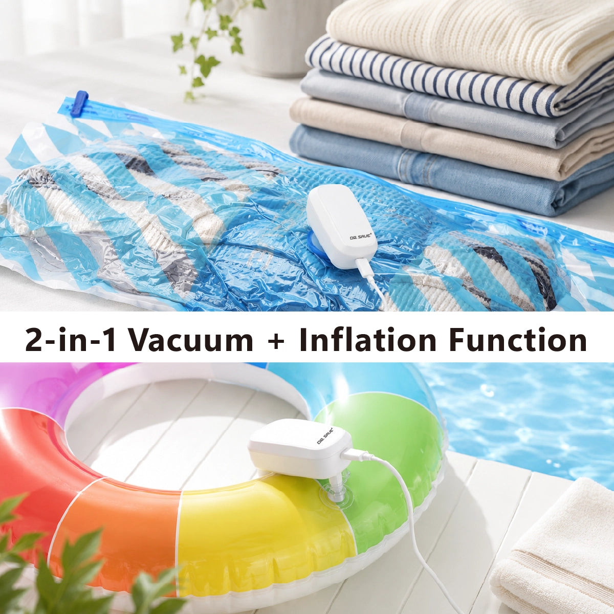 2-in-1 electric vacuum and inflation pump