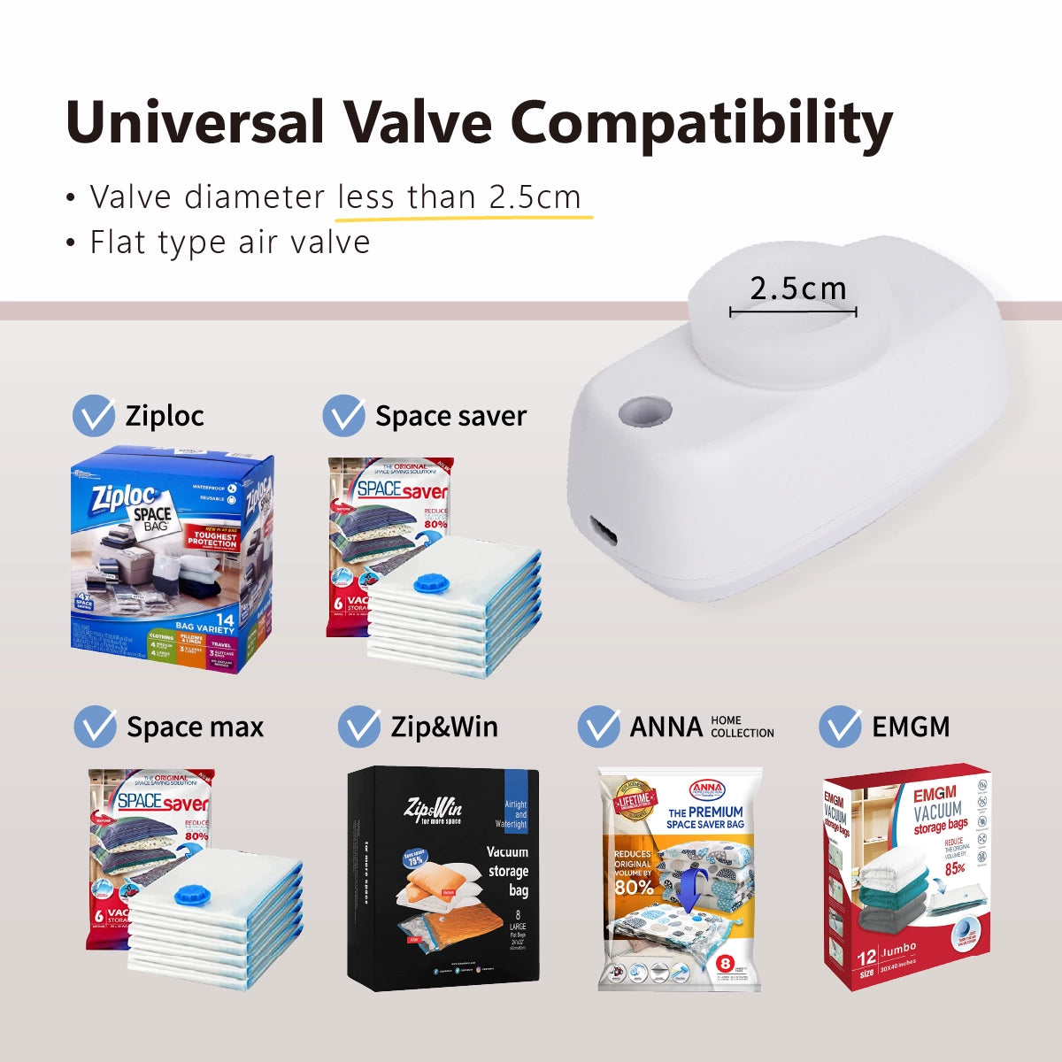DR. SAVE vacuum pumps are compatible with various vacuum bags available on the market